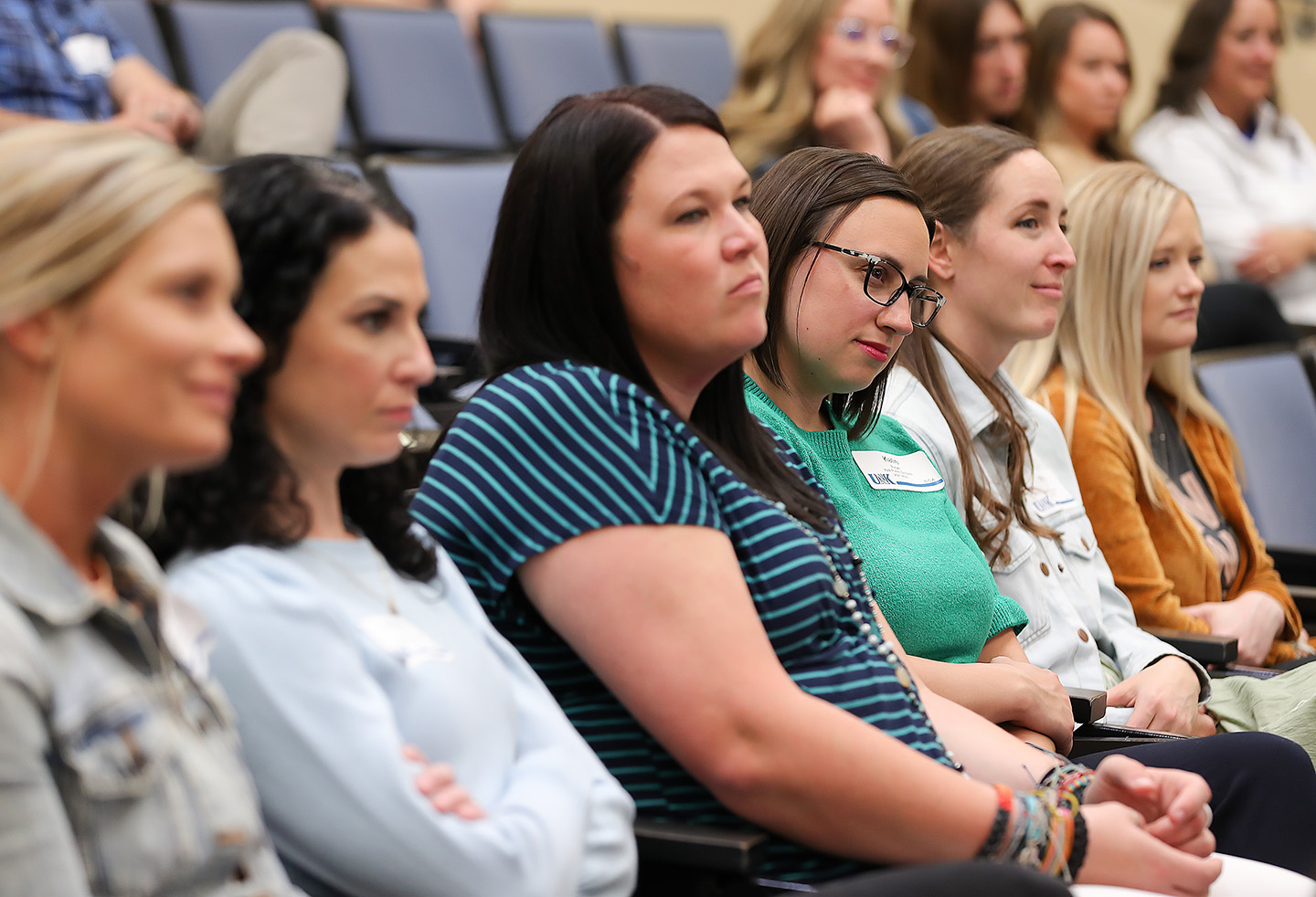 Katie Burger, third from right, is one of about 100 K-12 educators who attended Monday’s NexGen Leadership Academy Summit at UNK. Burger starts a new position as the assistant elementary principal at York Public Schools in 2022-23.