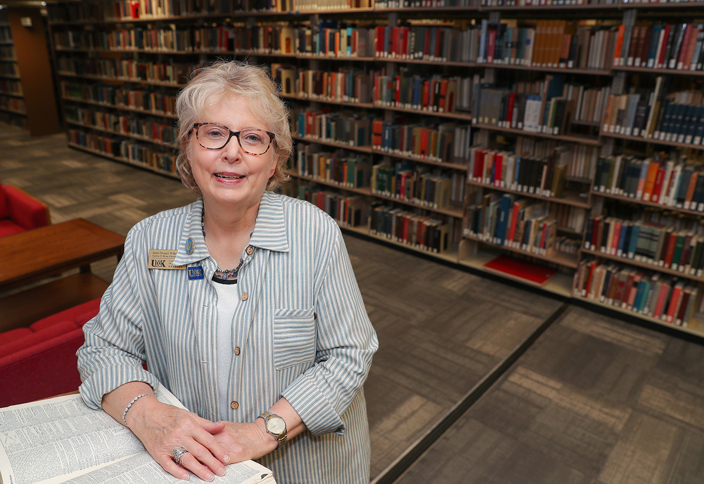 Janet Stoeger Wilke retired Thursday after working at UNK’s Calvin T. Ryan Library for 34 years. She served as dean of the library for 15 years. (Photos by Erika Pritchard, UNK Communications)