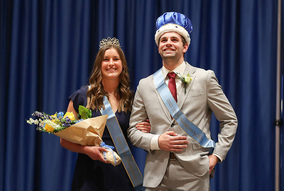 Aspen Luebbe of Columbus and Aidan Weidner of Humphrey were crowned UNK homecoming queen and king during a ceremony Thursday evening at the Health and Sports Center on campus.