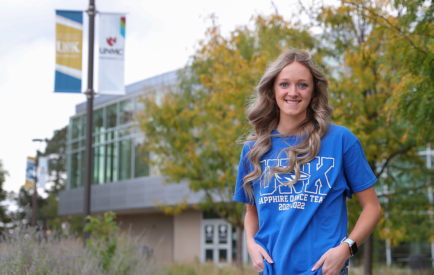 Riley Cope is studying radiography at the Health Science Education Complex on the UNK campus. Although she’s a UNMC student, Cope remains involved with her sorority and the UNK Sapphires Dance Team.