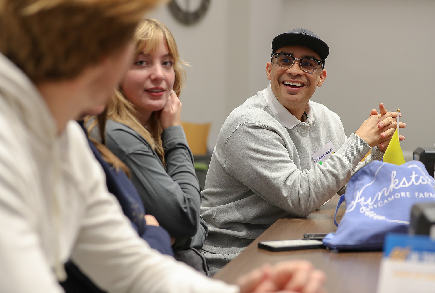 Francisco Cantillo volunteers at the weekly Non-English Conversation Tables, a UNK program that enhances engagement for international students.