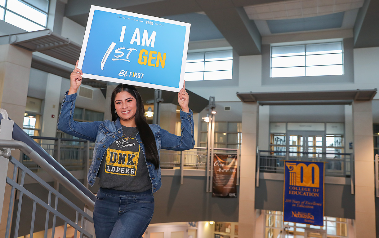 UNK senior Laura Ibarra Arreguin is the first member of her family to attend college. She wants to teach English as a second language so she can help other students pursue their dreams. (Photos by Erika Pritchard, UNK Communications)