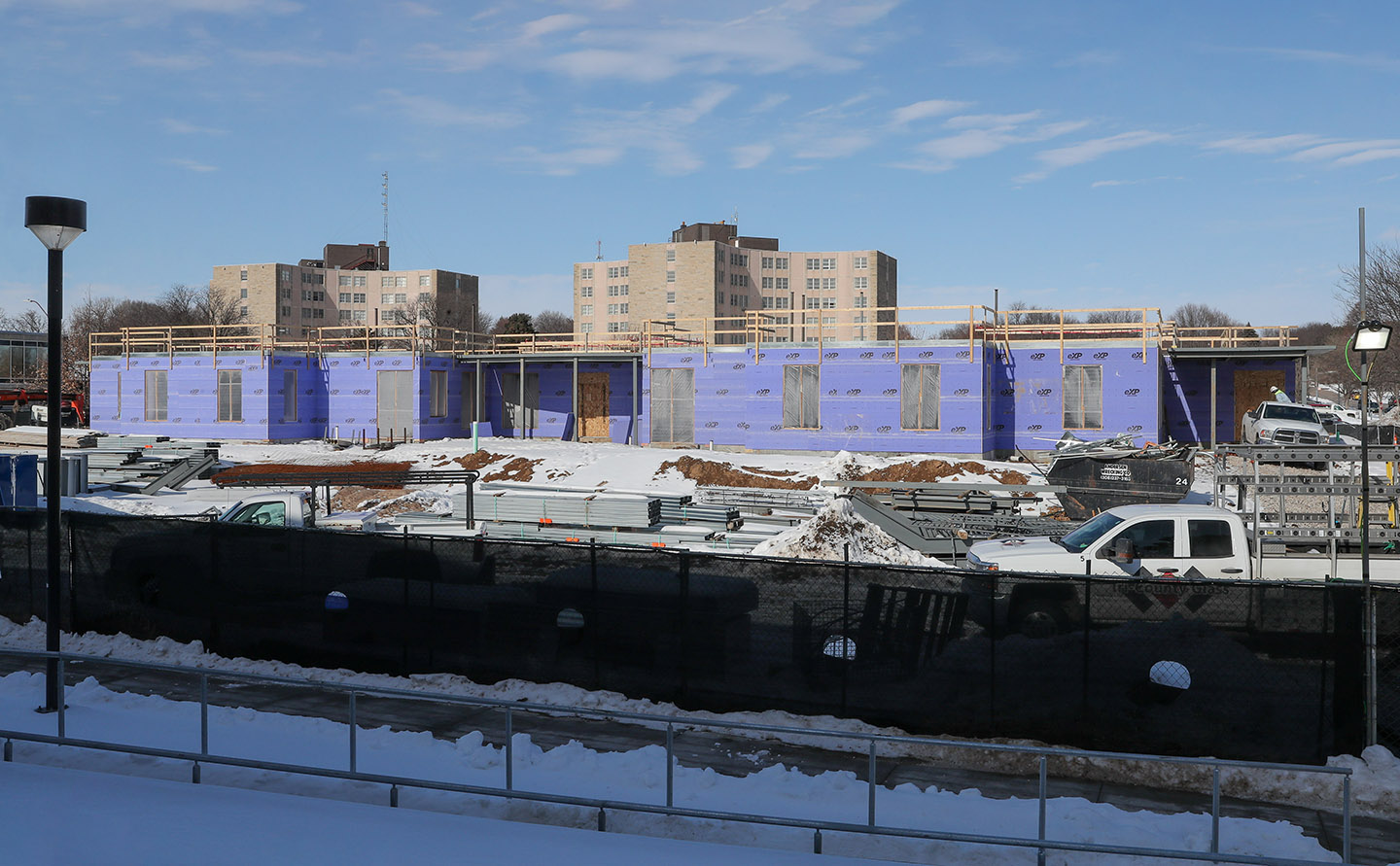 A new residence hall for UNK sororities is under construction directly north of Martin Hall.
