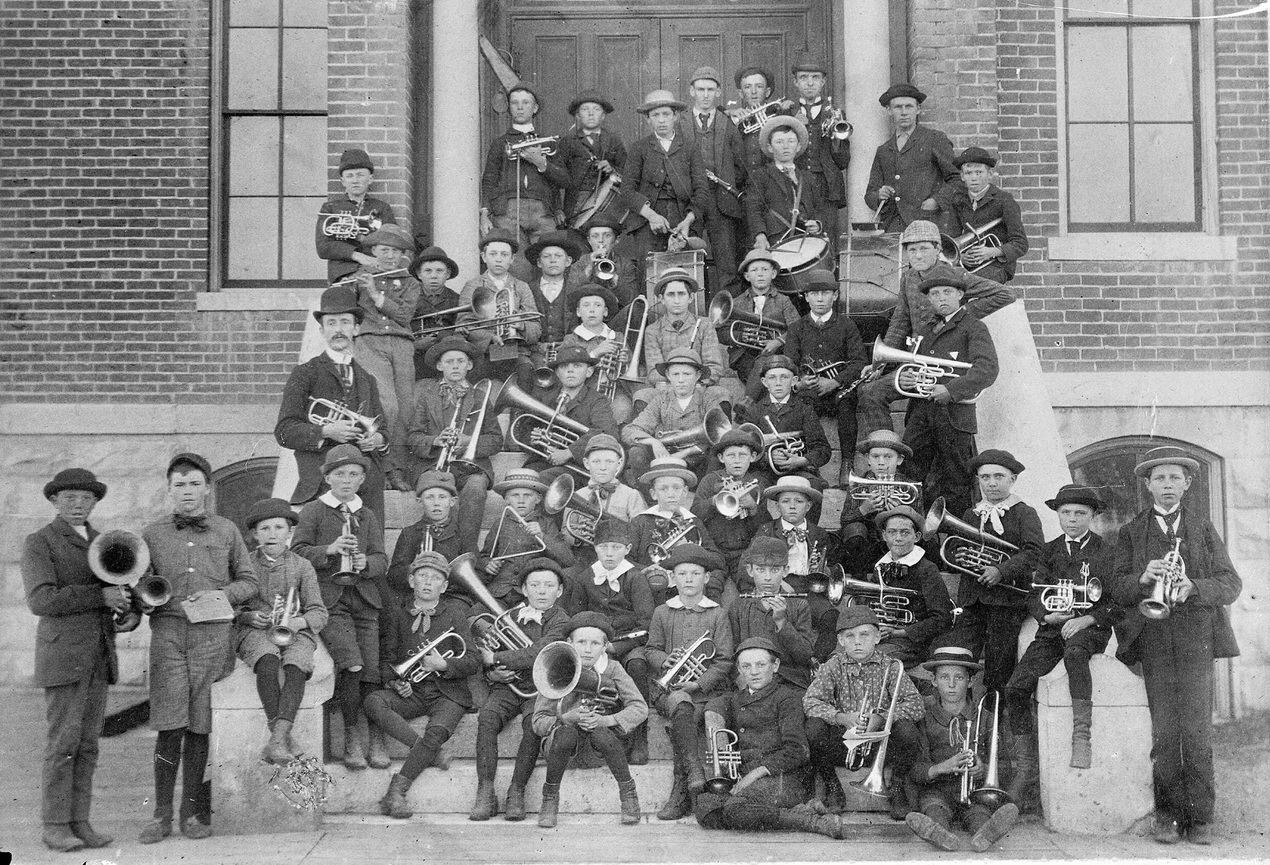 The State Industrial School Band, pictured in 1904. (Library of Congress)