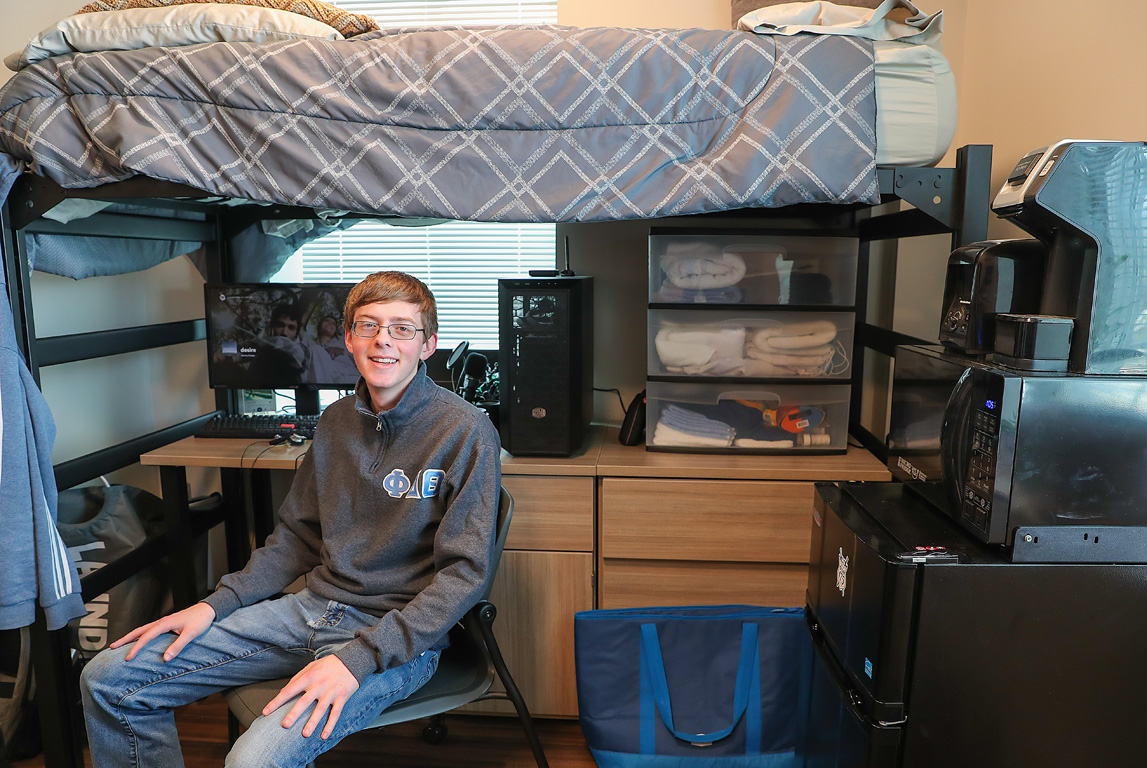 UNK junior Grant Lindner and other fraternity members moved into Martin Hall ahead of the spring semester. “I feel like it’s going to lead to a lot more interaction between the different Greek organizations,” he said of the building.