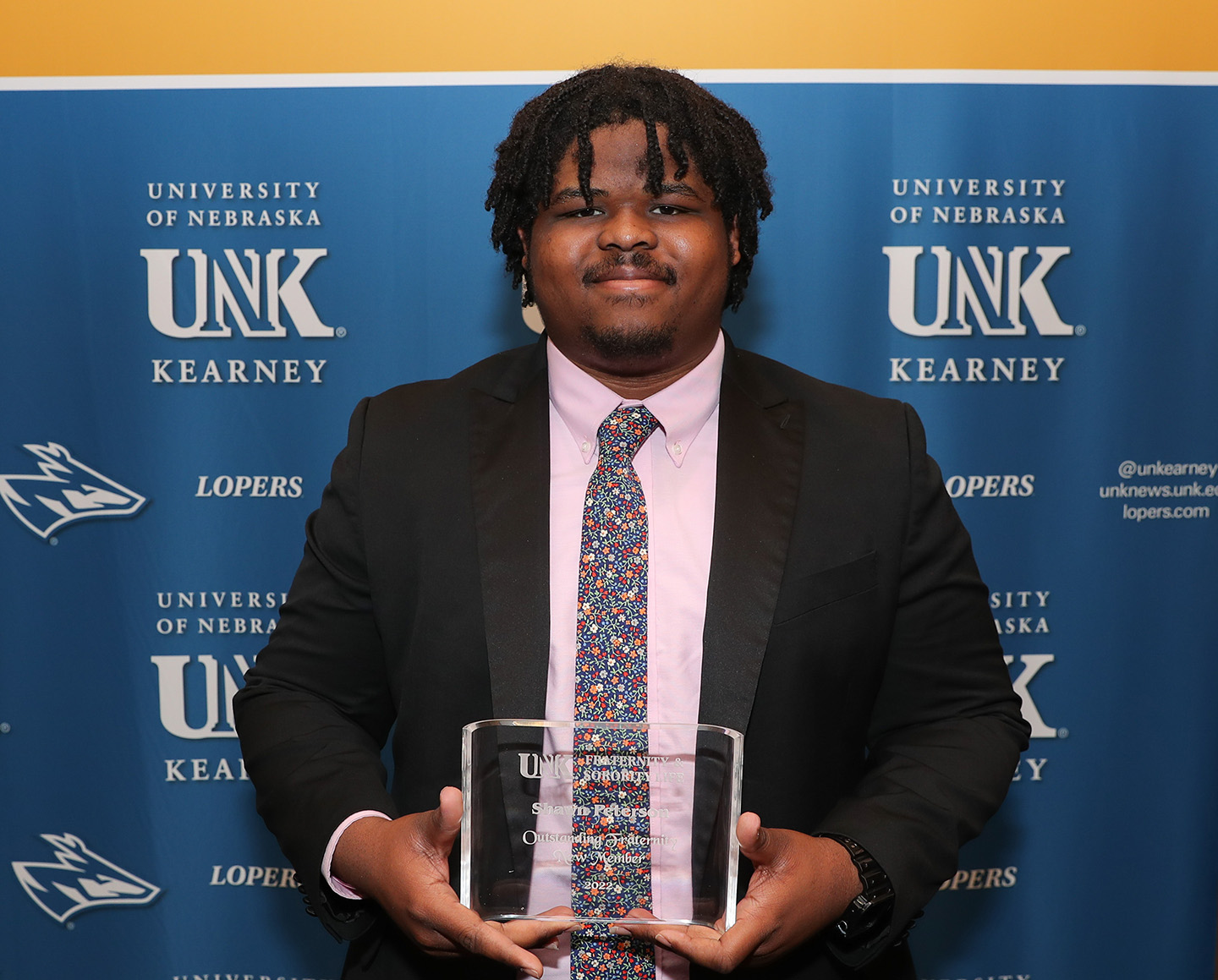 Shawn Peterson was named the Outstanding Fraternity New Member during last year’s Fraternity and Sorority Life awards banquet. (Photo by Erika Pritchard, UNK Communications)