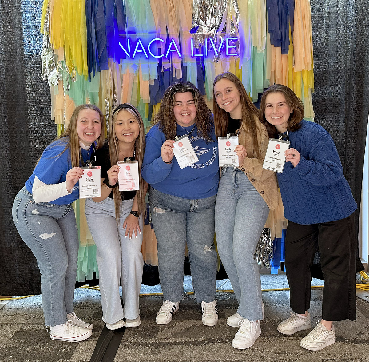 LPAC members, from left, Olivia Koenig, Zoie Jacobsen, Maisy Wade, Emily Hall and Emma Bond are pictured during a recent National Association for Campus Activities convention in Louisville, Kentucky.