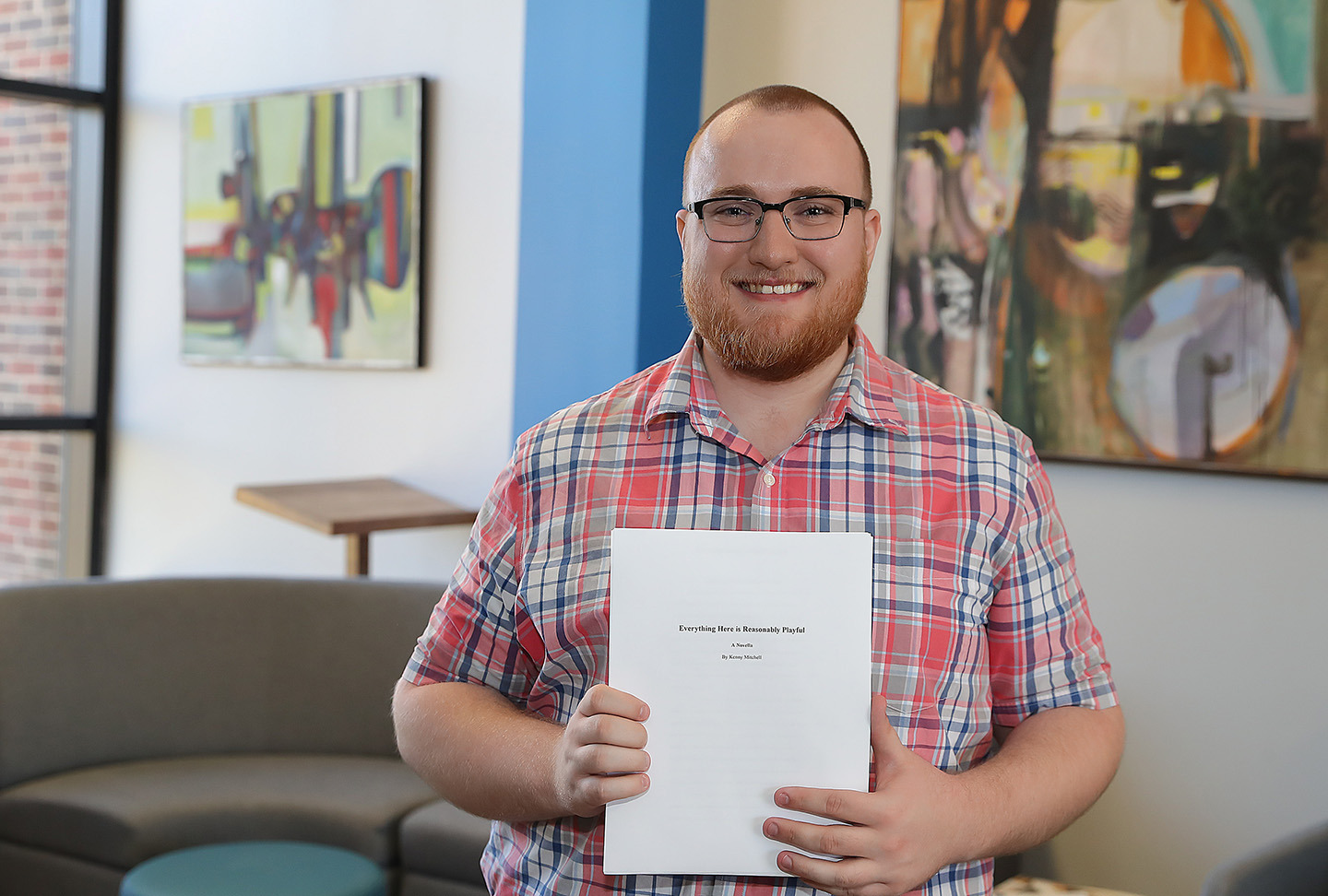 UNK junior Kenny Mitchell has written four flash fiction stories that were accepted for publication in online journals and literary magazines and he’s currently working on a novella. (Photos by Erika Pritchard, UNK Communications)