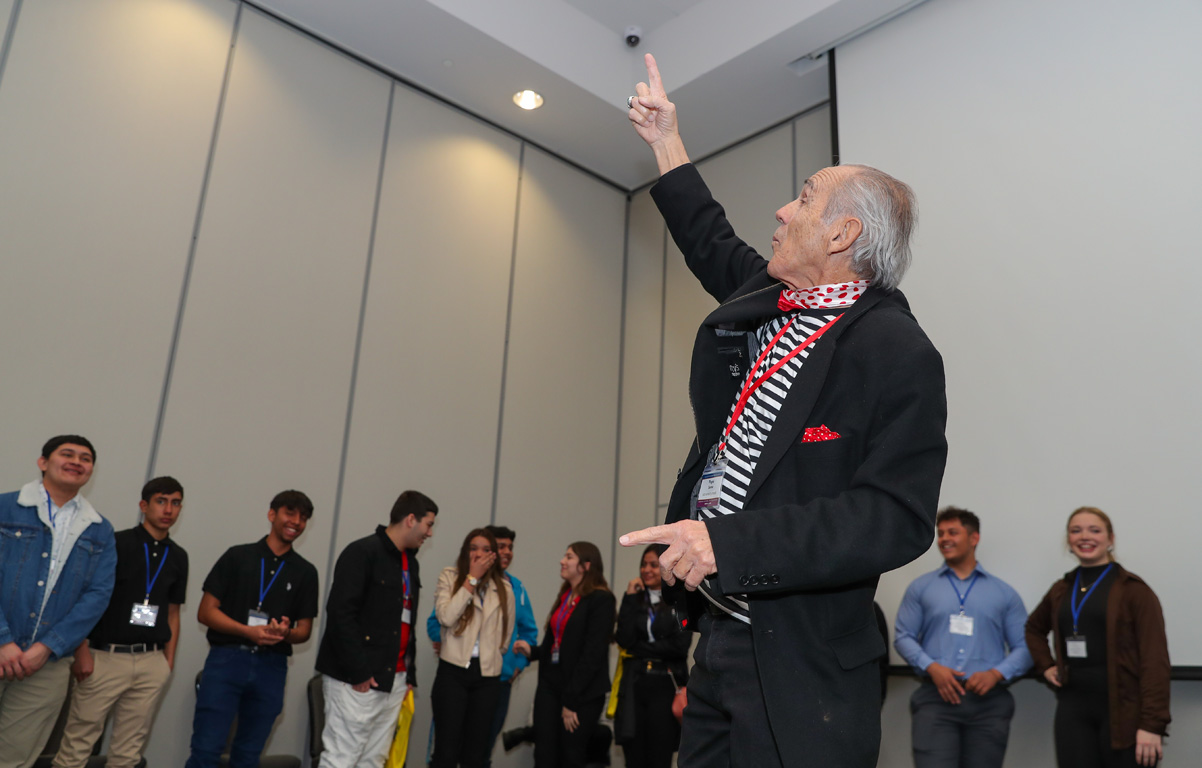 Actor Pepe Serna leads a workshop for students during Friday’s Nebraska Cultural Unity Conference.