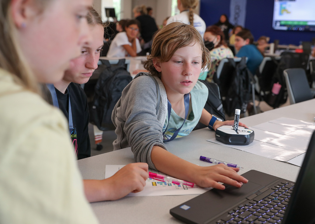 About 50 students entering grades six through nine are attending this week's Super GenCyber Girls Camp. (Photos by Erika Pritchard, UNK Communications)