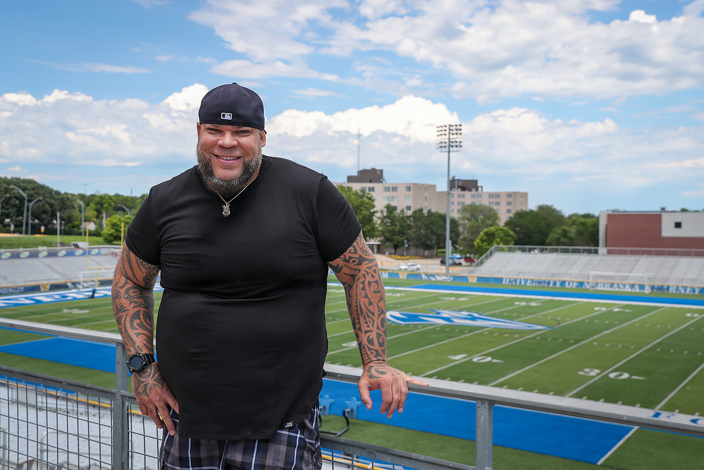 Before he became “Tyrus,” a popular professional wrestler, actor, author, comedian and TV personality, George Murdoch played football at UNK and graduated with a degree in physical education. (Photo by Erika Pritchard, UNK Communications)