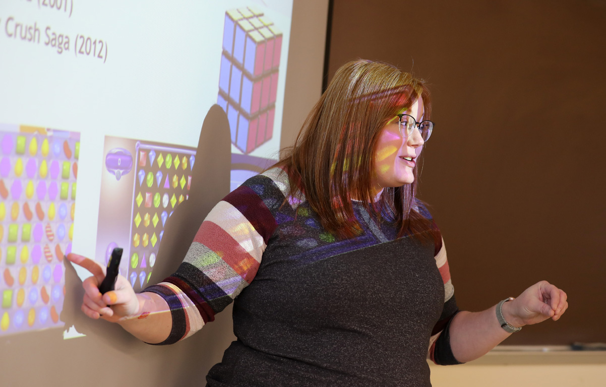 UNK assistant professor Katherine Moen teaches The Psychology of Gaming, a special topics course she started offering this semester.