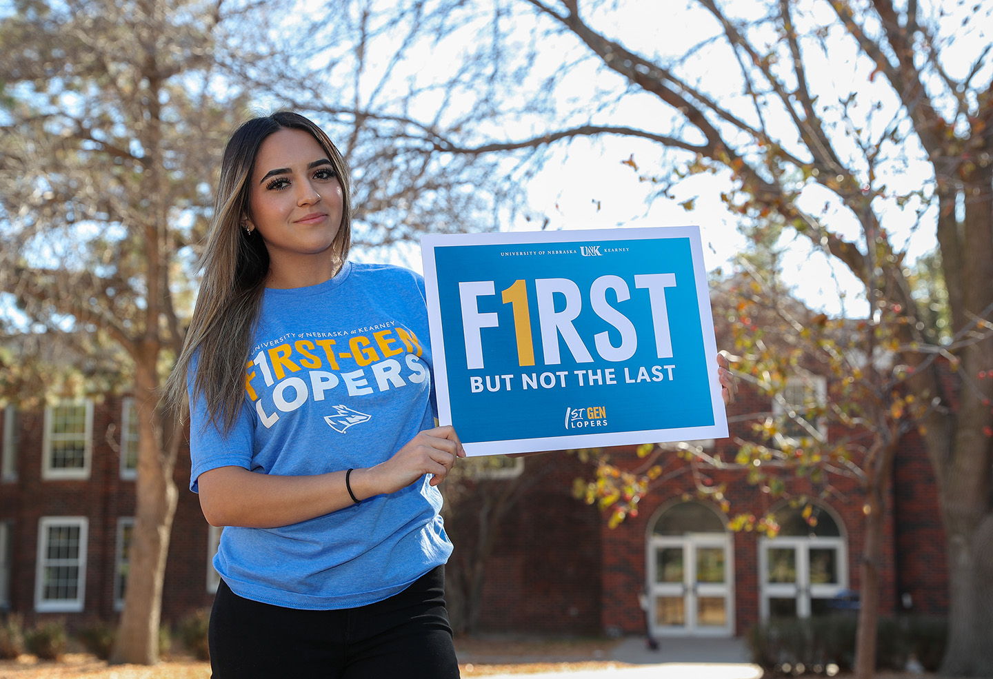 Brittany Chavez is a sophomore at UNK, where she’s studying business administration with a minor in marketing and management. She’s also president of First-Gen Lopers, a campus organization that supports first-generation students. (Photos by Erika Pritchard, UNK Communications)