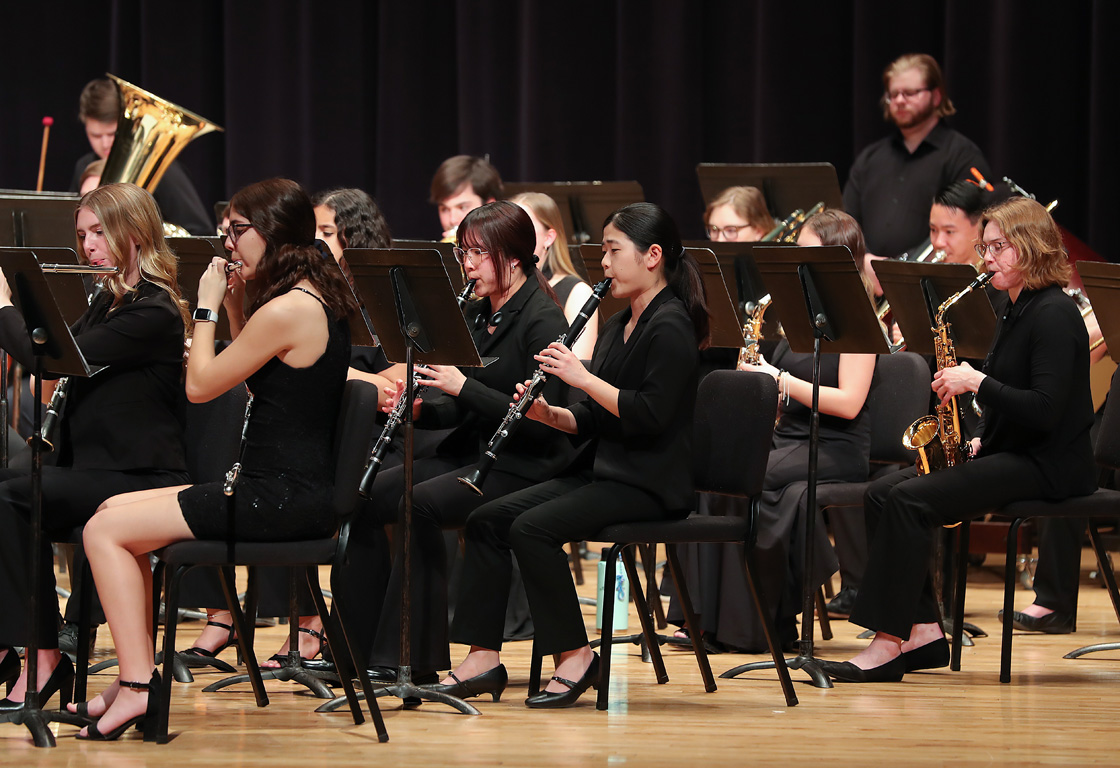 Erika Tsuji, front center, plays clarinet in the UNK Wind Ensemble and Kearney Symphony Orchestra.