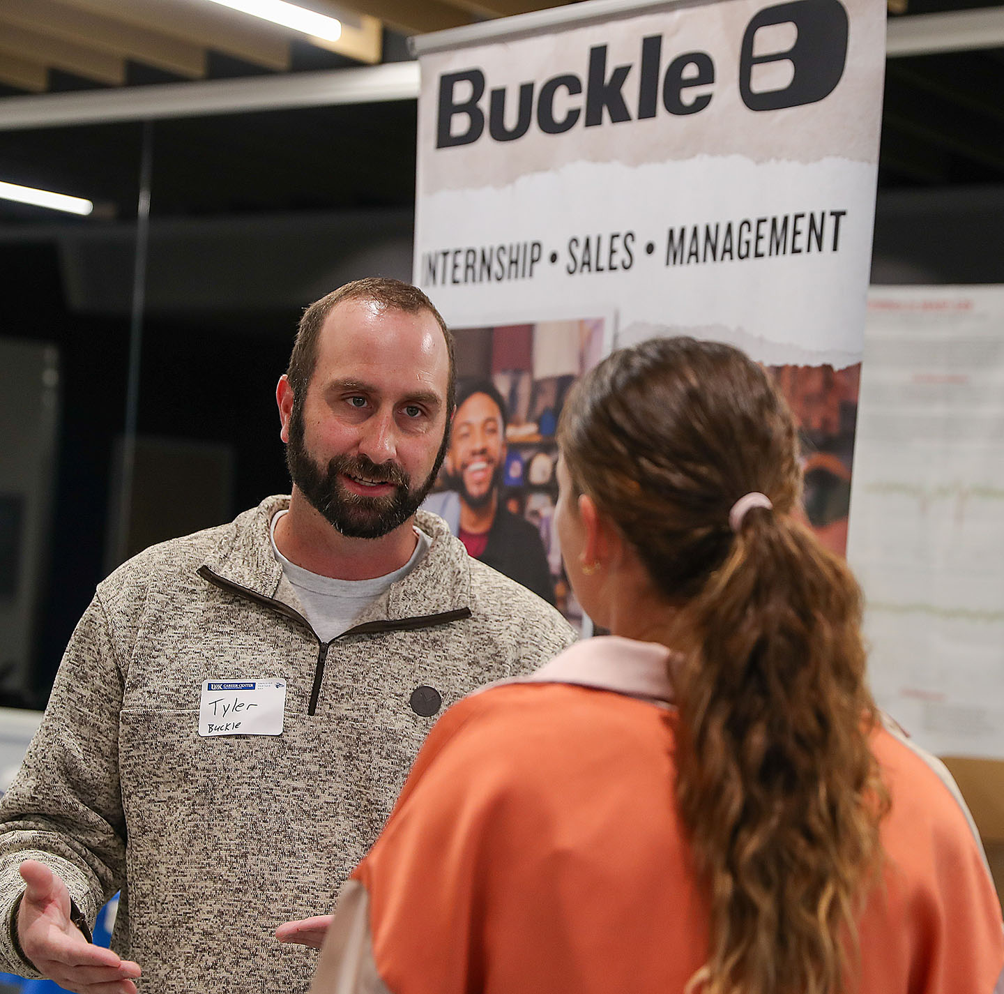 Employer Partners such as The Buckle are able to connect with UNK students during events organized by the College of Business and Technology Career Center.