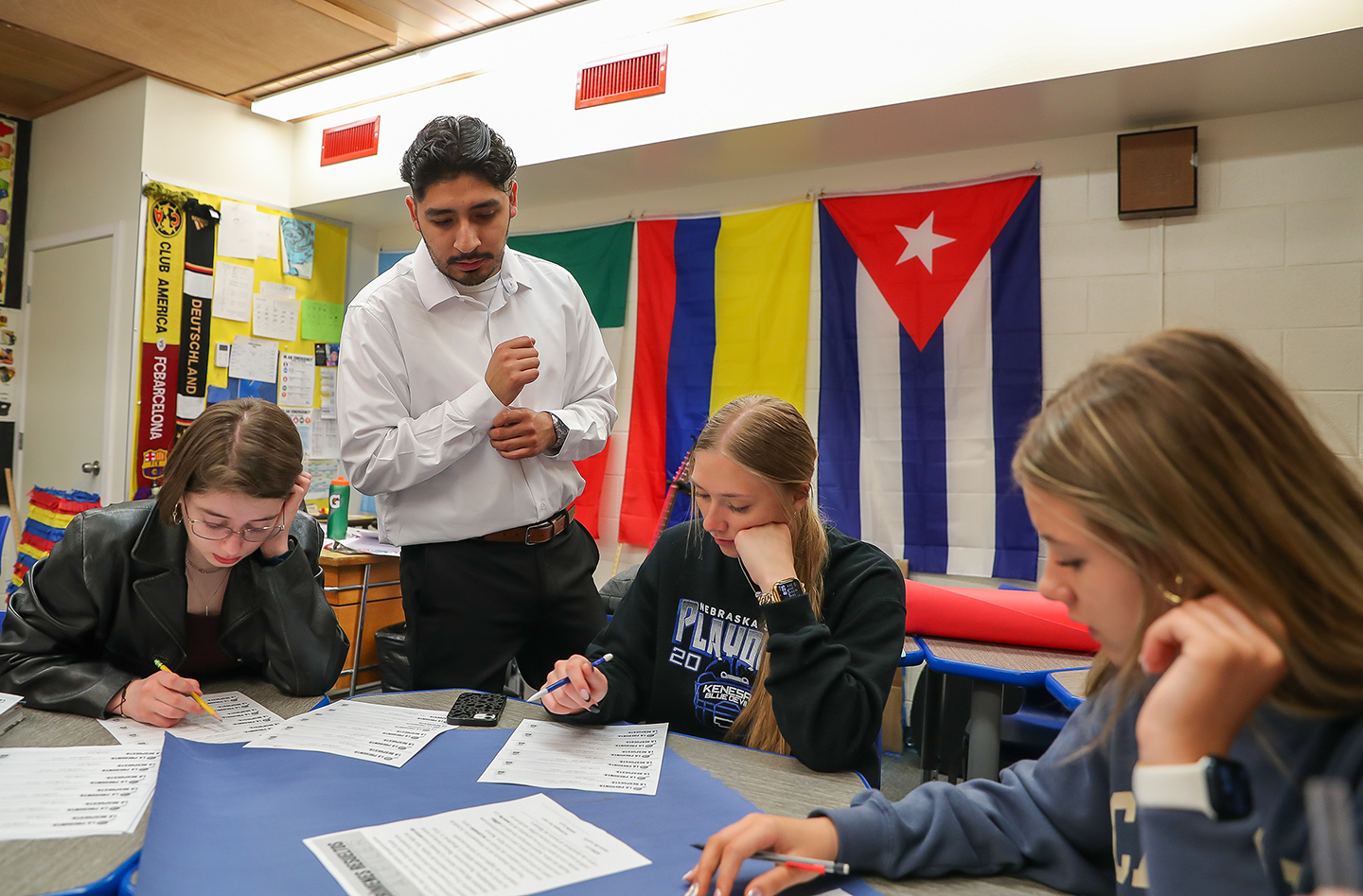 UNK graduate Luis Cordova teaches 7-12 Spanish at Kenesaw Public Schools. He’s part of the Early Career Educator Cohort program, which provides additional support, mentoring and professional development for teachers who recently started their careers. (Photos by Erika Pritchard, UNK Communications)