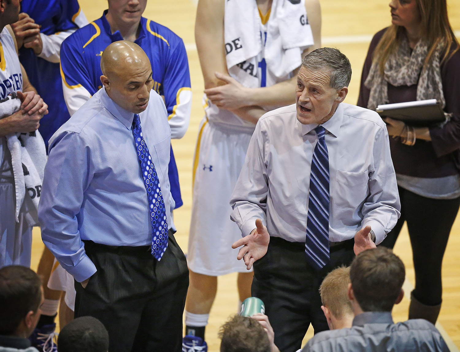 Tom Kropp, right, led the UNK men’s basketball program as a head coach or co-head coach for 25 seasons.