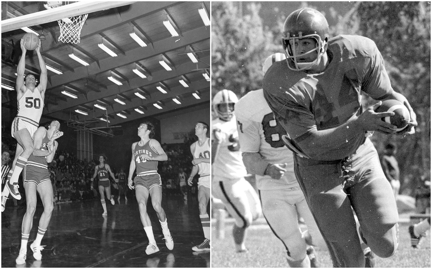 Tom Kropp played basketball and football at UNK, earning All-American honors in both sports.