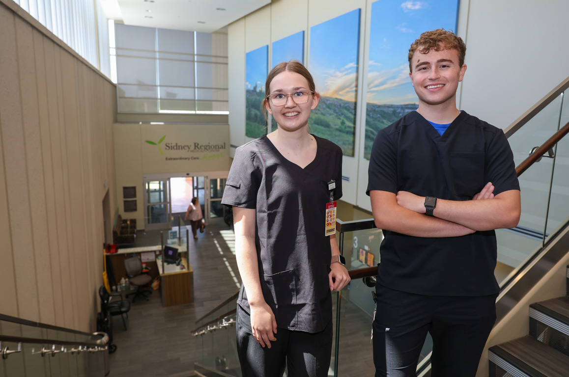 UNK students Alexys Hurt and Brodie Mitchell gained firsthand experience in rural health care through the Rural Immersion Program. They shadowed professionals at Sidney Regional Medical Center and spent five days in the western Nebraska community.