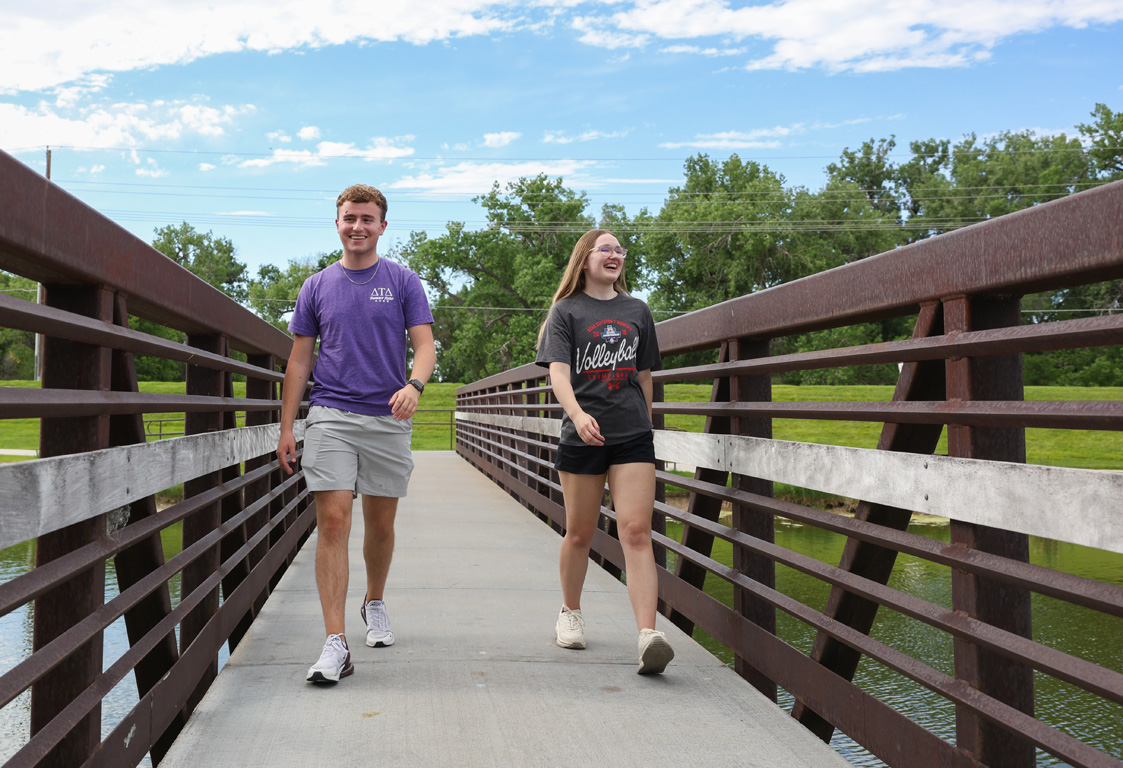 UNK health science students Brodie Mitchell and Alexys Hurt check out Legion Park in Sidney while participating in the Rural Immersion Program.