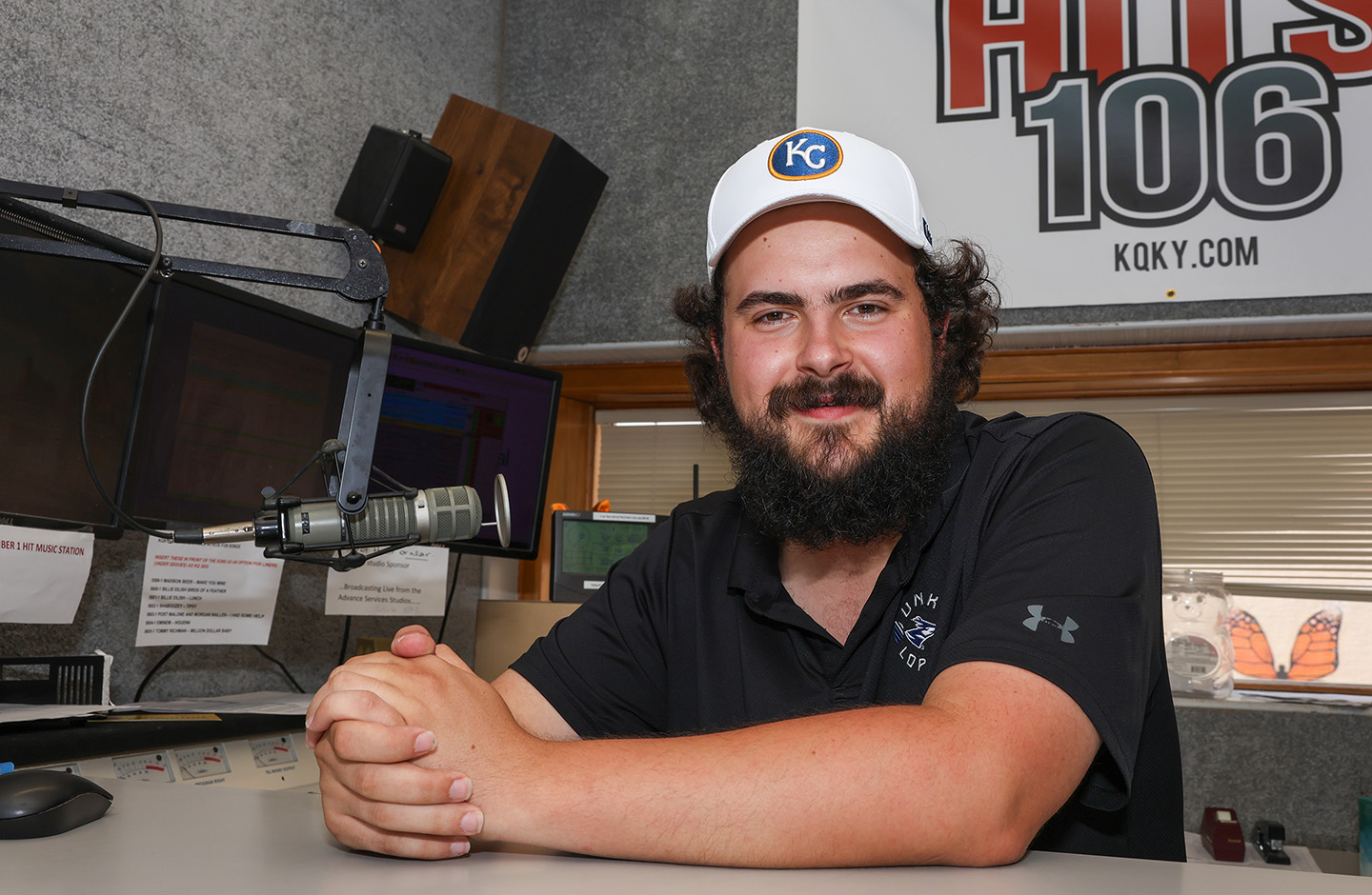 Alex Hammeke works for NRG Media in central Nebraska as a midday host, afternoon personality, play-by-play announcer and interim sports director. “Basically, if you were to turn on any radio station in town, wait five minutes and you might hear me.” (Photo by Erika Pritchard, UNK Communications)