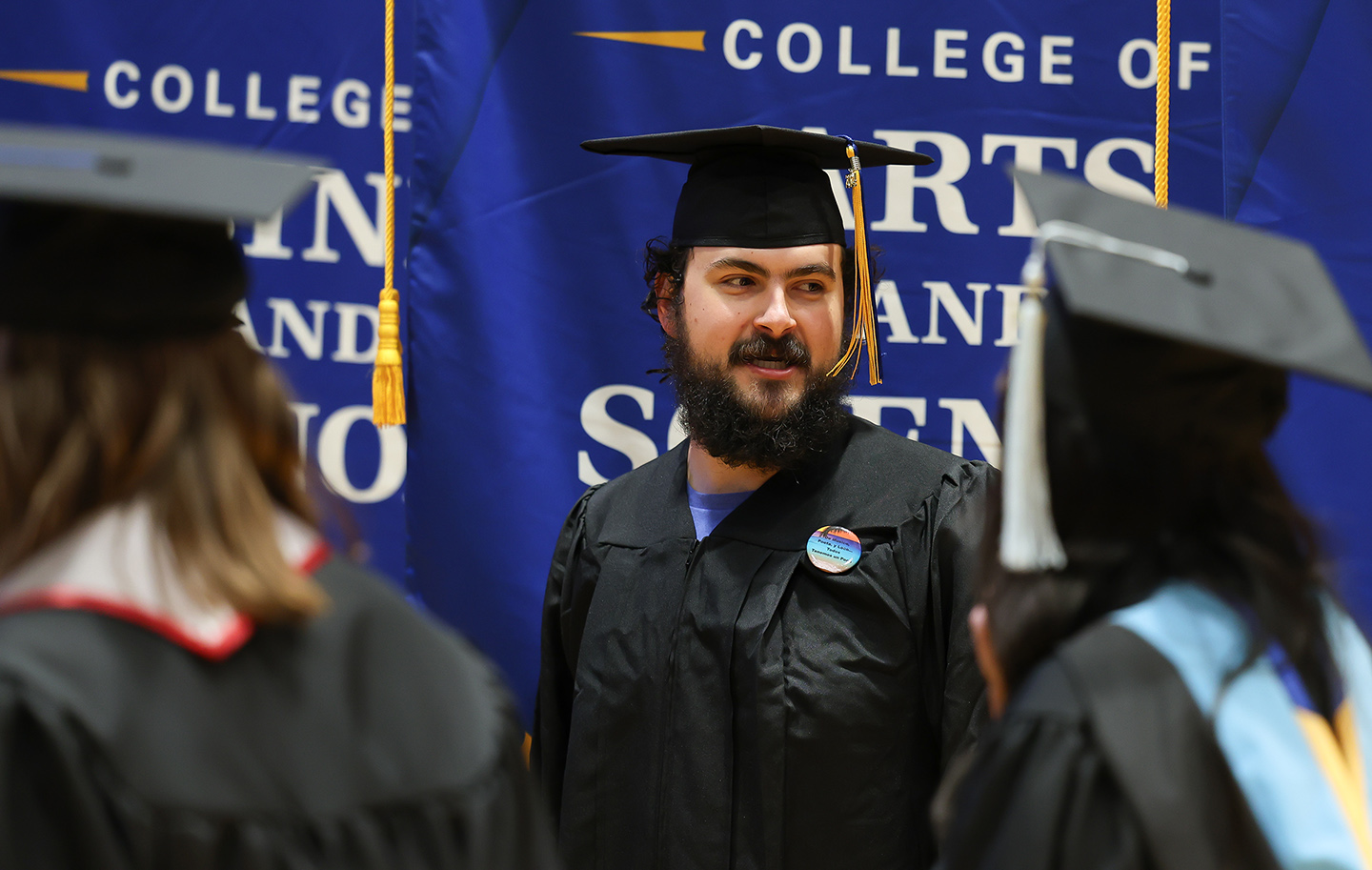 Alex Hammeke graduated from UNK last week with a bachelor’s degree in sports communication. “If you were to tell me three years ago when I first stepped foot on this campus that I would have a full-time job before getting a diploma, I think I’d slap you and call you crazy.” (Photo by Erika Pritchard, UNK Communications)