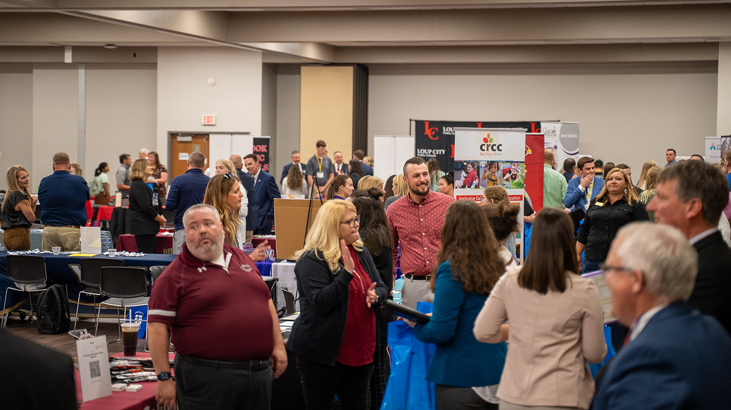 About 60 school districts and educational organizations from across Nebraska and beyond its borders were represented at UNK’s Education Opportunities Fair.