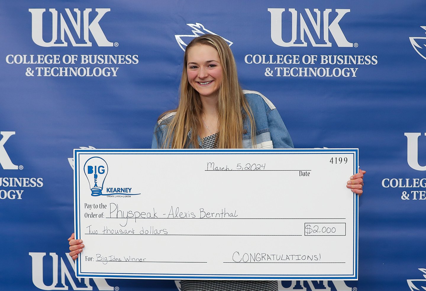 Alexis Bernthal won the last Big Idea Kearney competition with Physpeak, the medical billing software she’s developing. The grand prize has increased to $5,000 for the upcoming event. (Photos by Erika Pritchard, UNK Communications)