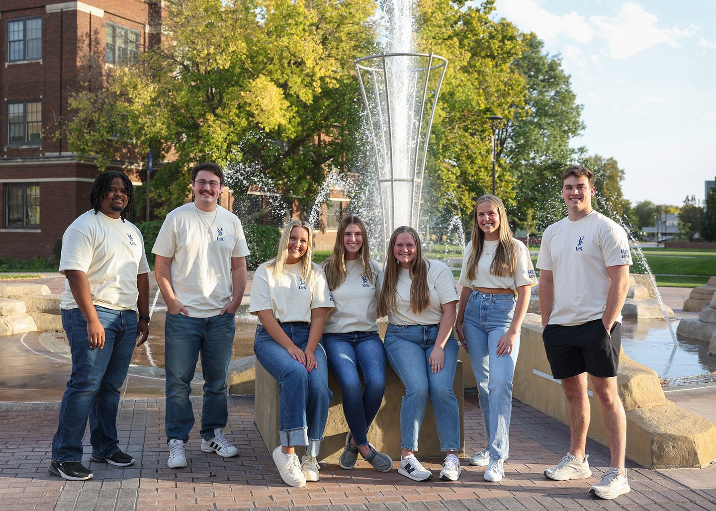 UNK’s homecoming royalty finalists are, from left, Shawn Peterson, Caleb Wiseman, Olivia Lawless, Courtney Cox, Sydney Owen, Lily Seibert and Lance Haberman. Joey Orellana isn’t pictured.