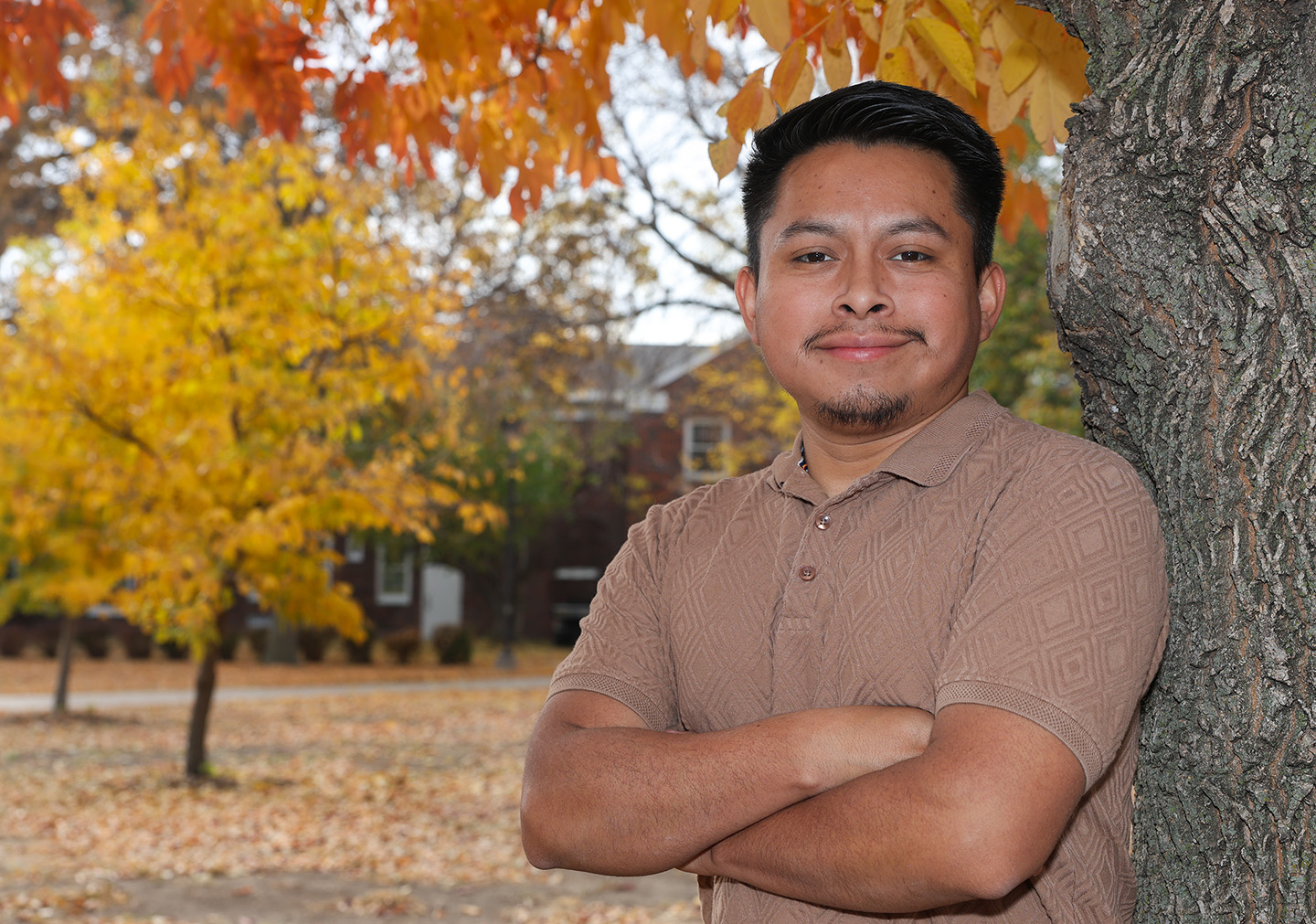 A first-generation college student, Emerson Lopez is studying supply chain management at UNK. He’s on track to graduate this spring. (Photos by Erika Pritchard, UNK Communications)