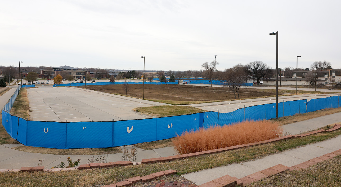 The University Residence North (URN) residence hall was torn down earlier this year, leaving a vacant site available for development. If a proposed land swap agreement is approved, the Catholic Newman Center would build its new facility here.