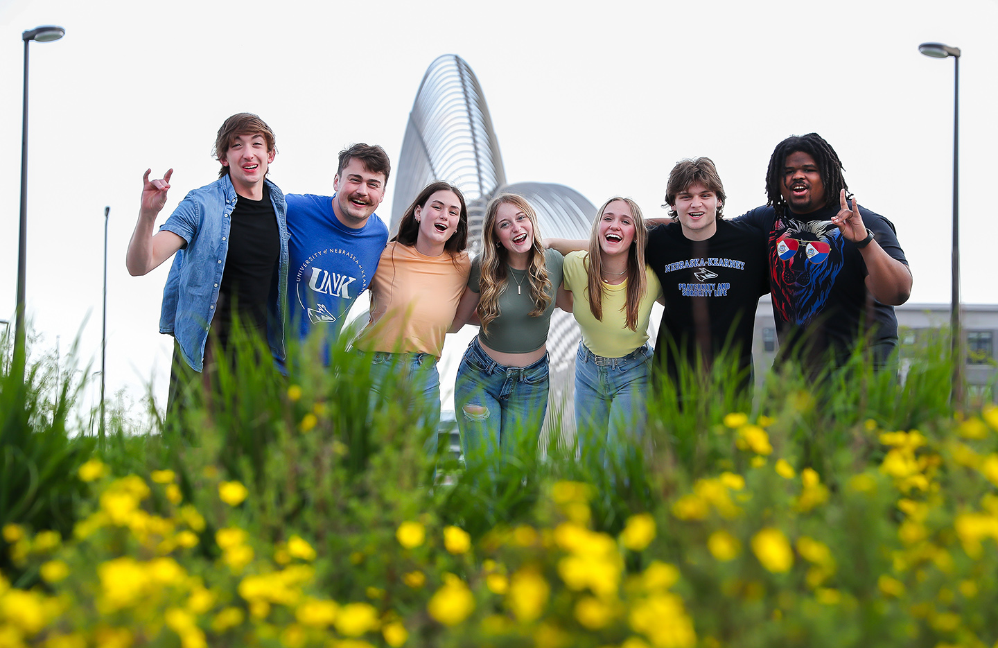 Caleb Wiseman, second from left, is pictured with the other New Student Enrollment leaders last summer.