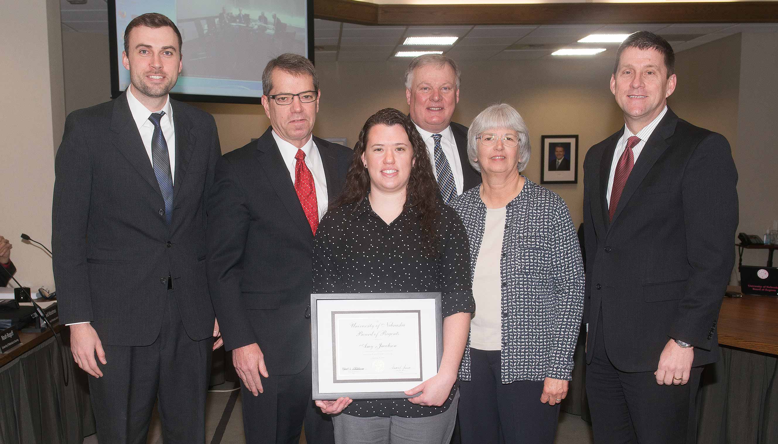 Amy Jacobson receives KUDOS award from NU Board of Regents – UNK News