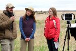 University of Nebraska at Kearney faculty Keith Geluso, left, Mary Harner, middle, and UNL student Shelby Andersen share concepts about science, ecology and resources with middle and high school students during a virtual field trip near Burwell.