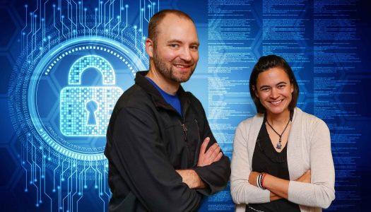 UNK is doing its part to fill the growing need for cybersecurity experts by adding a new Cybersecurity Operations Bachelor of Science Major. Faculty Matthew Miller, left, and Angela Hollman were instrumental in establishing the new program. (Photo illustration by Corbey R. Dorsey)