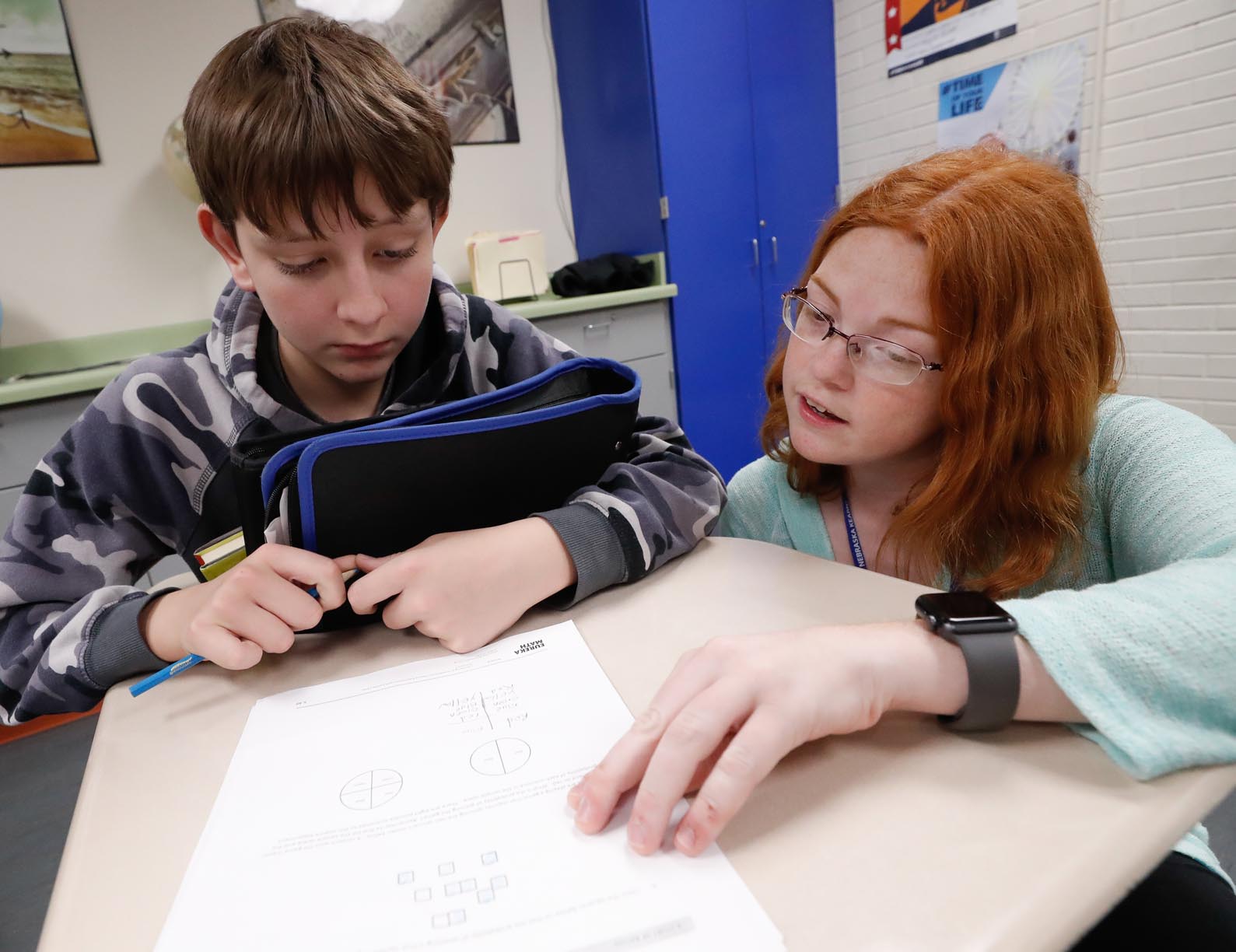 CLASSROOM COLLABORATION UNK math students tutor at Horizon Middle