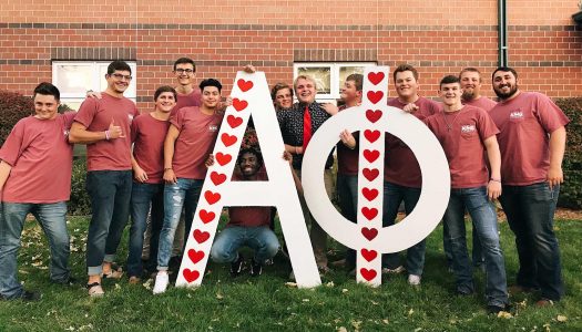 UNK’s Alpha Phi sorority will host its annual King of Hearts male pageant 7 p.m. Nov. 1 at Merryman Performing Arts Center in Kearney. This year’s contestants are pictured with last year’s winner, Jacob Curry, sixth from right. (Courtesy photo)