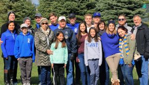 Earl Rademacher and his family, pictured during last month’s Class A boys state tennis tournament in Omaha, were recently named the Nebraska Tennis Association Family of the Year. Rademacher and all four of his children played tennis for UNK. (Courtesy photo)