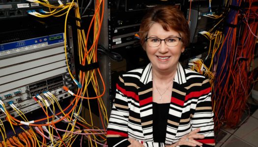 During her 41-year career at UNK, Deb Schroeder was part of projects that developed the campus network, introduced wireless internet and transitioned the student information system from punched cards to computer terminals and online databases. (Photo by Corbey R. Dorsey, UNK Communications)