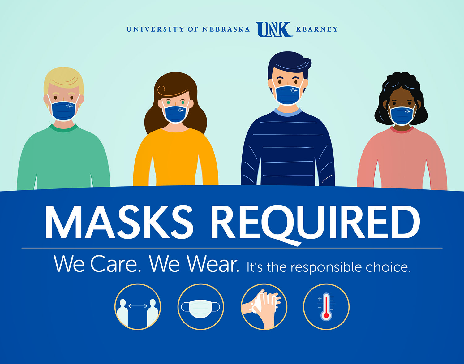 We Care. We Wear Face masks are key component of UNK’s fall plan UNK
