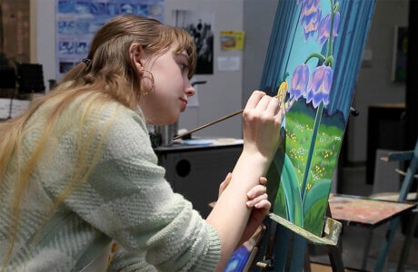 UNK senior Anneliese Goertzen hones her skills in the studio art program