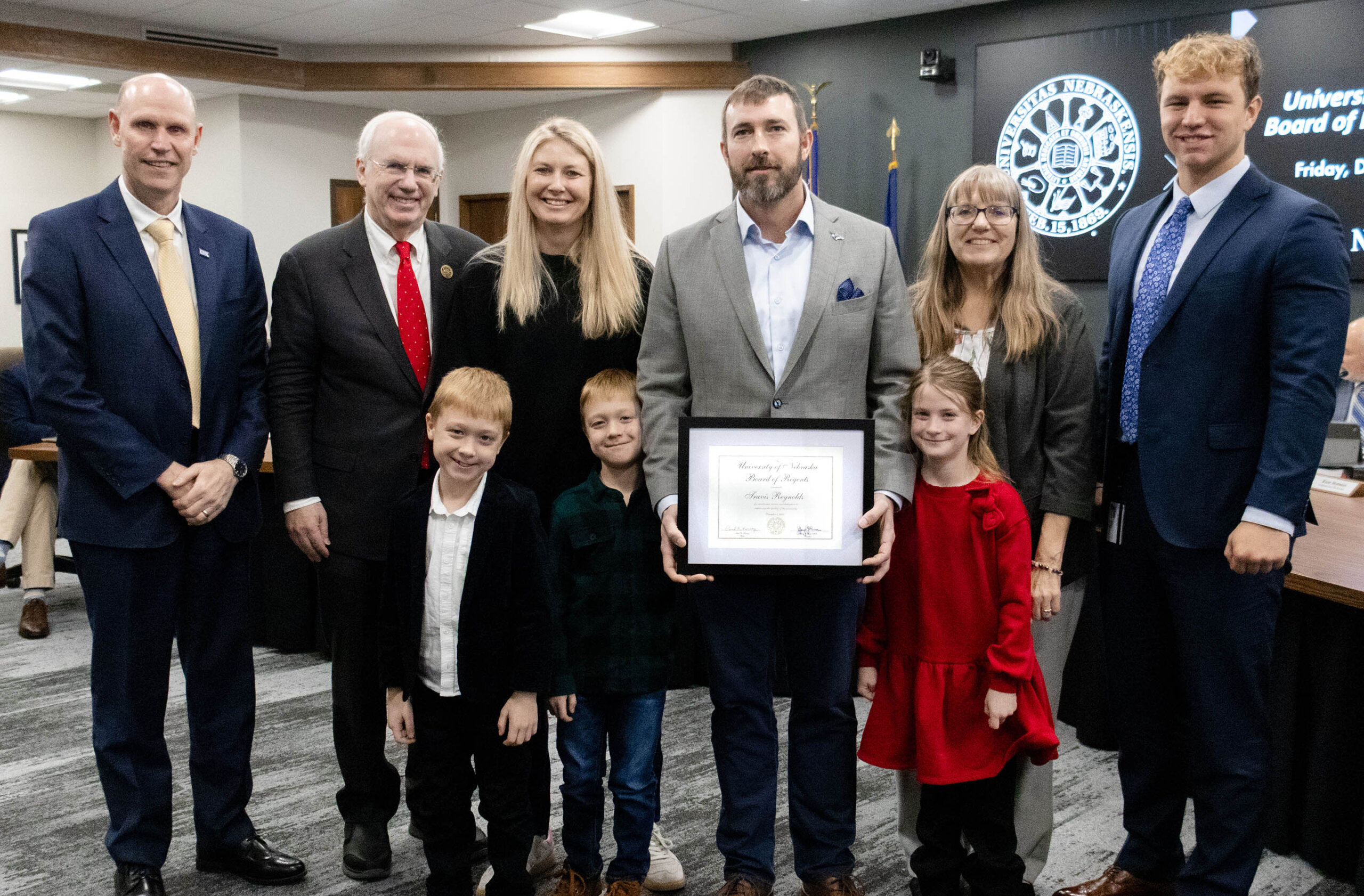 Travis Reynolds receives KUDOS award from University of Nebraska Board of Regents