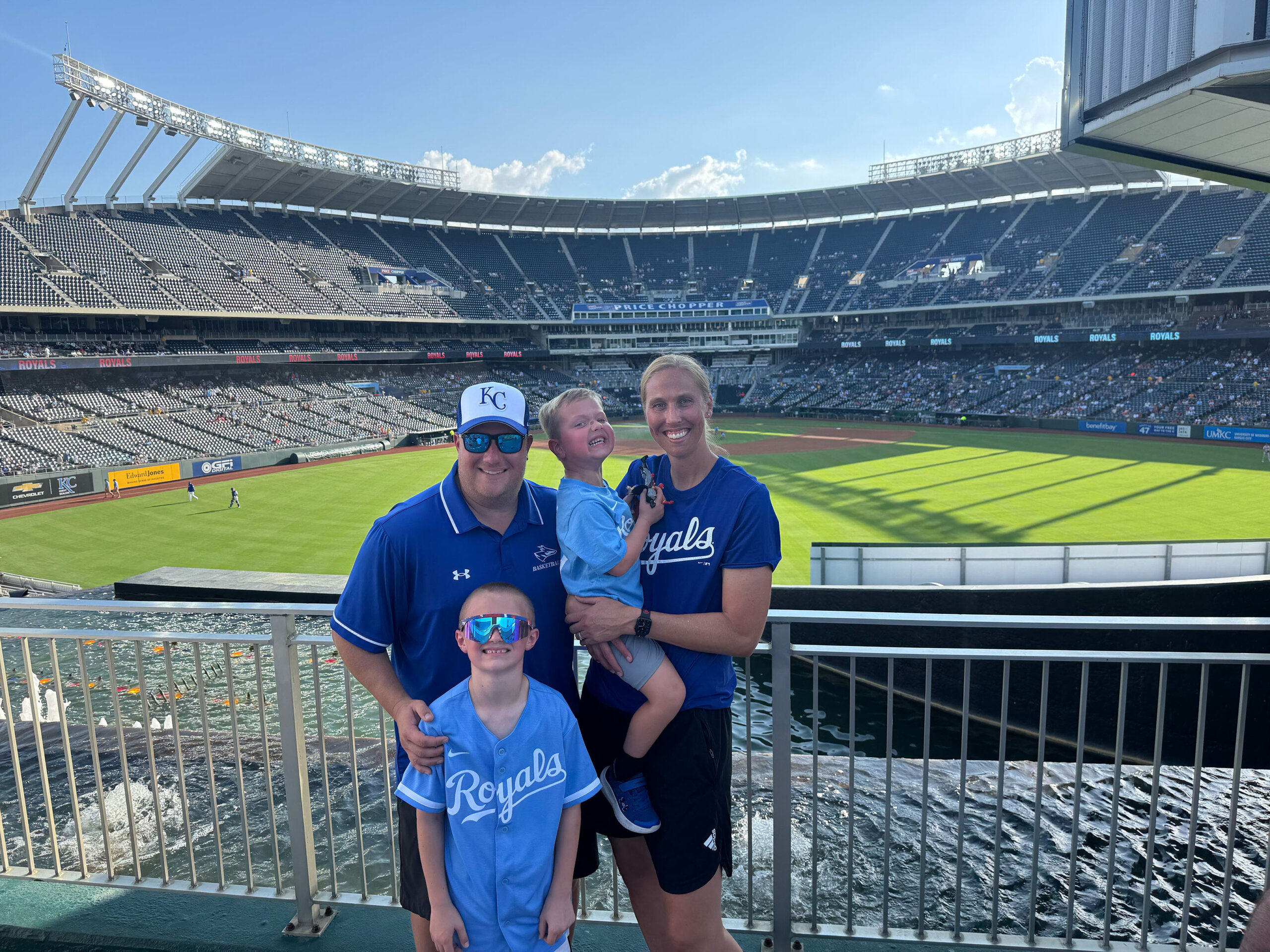 The Johnson family is pictured together at a Kansas City Royals game.