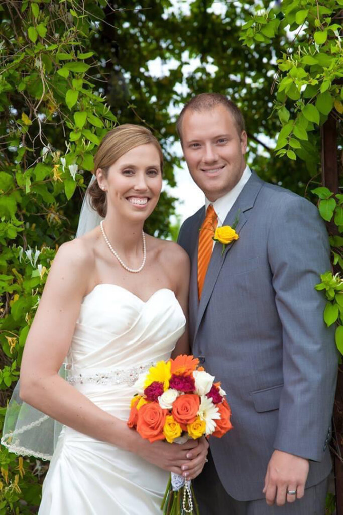 Drew and Nicole Johnson are pictured on their wedding day.