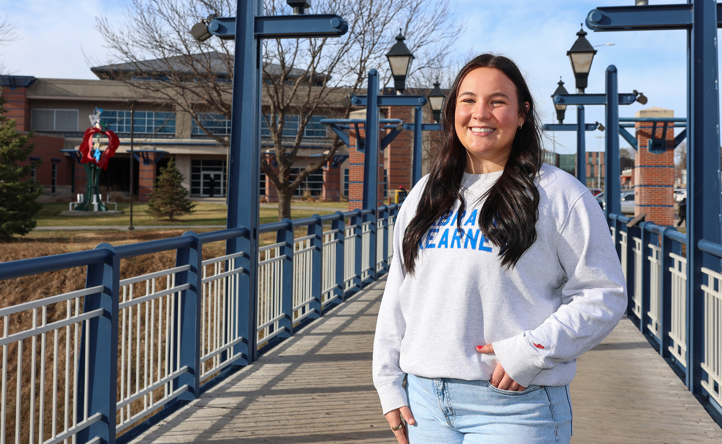 Lainey Sheffield poses for a photo on the UNK campus.