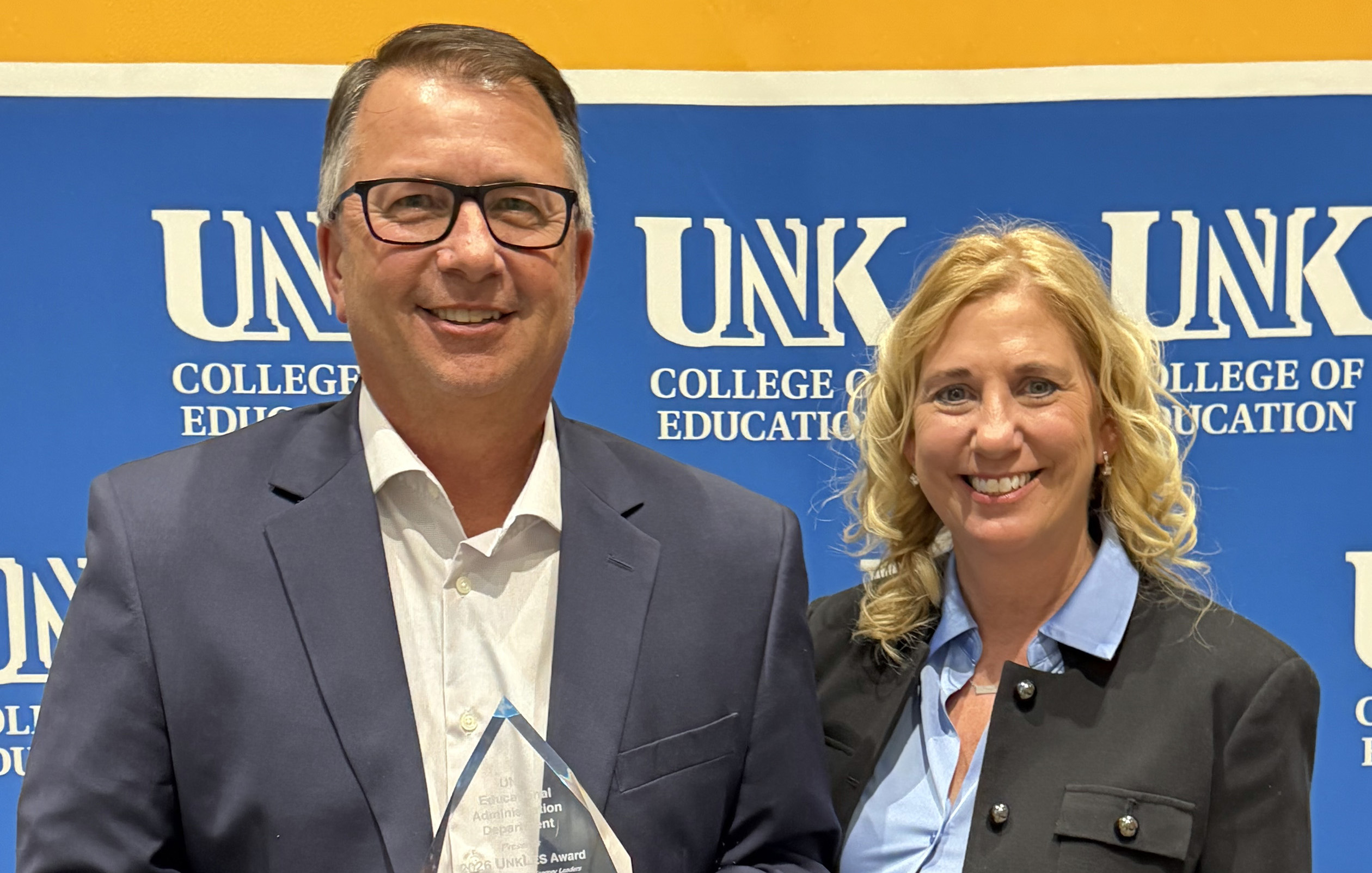 Brian Kort of Grand Island Public Schools receives UNKLES Award for educational leadership