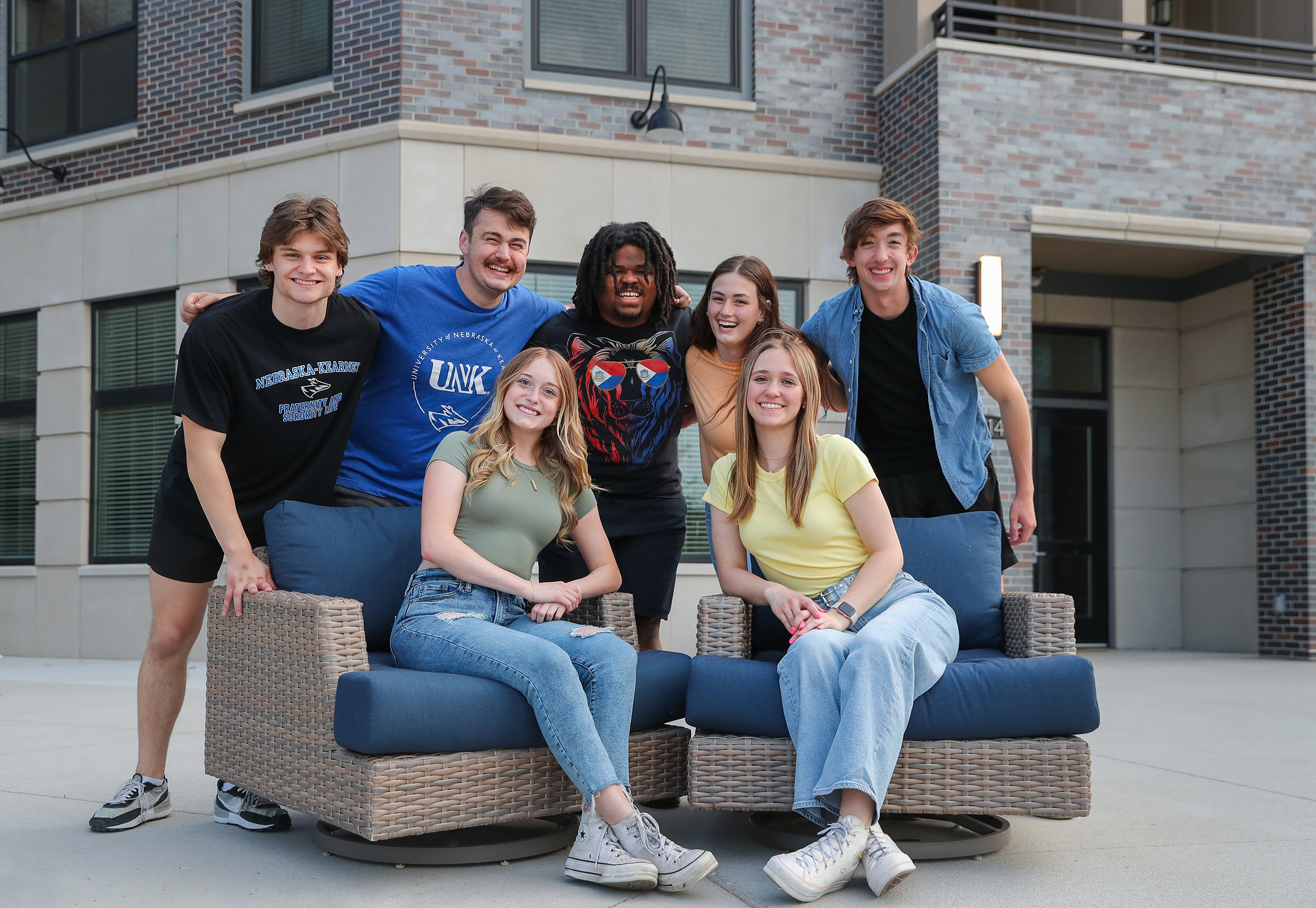 The 2024 New Student Enrollment leaders pose for a photo on the UNK campus.