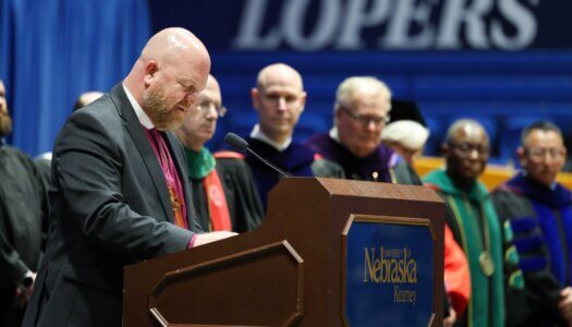 The Rev. Scott Johnson leads a prayer.