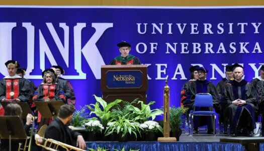 NU System President Jeffrey Gold speaks during the investiture.