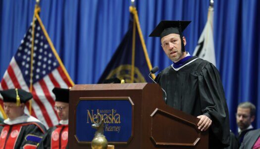 Kearney Mayor Jonathan Nikkila speaks during the investiture.